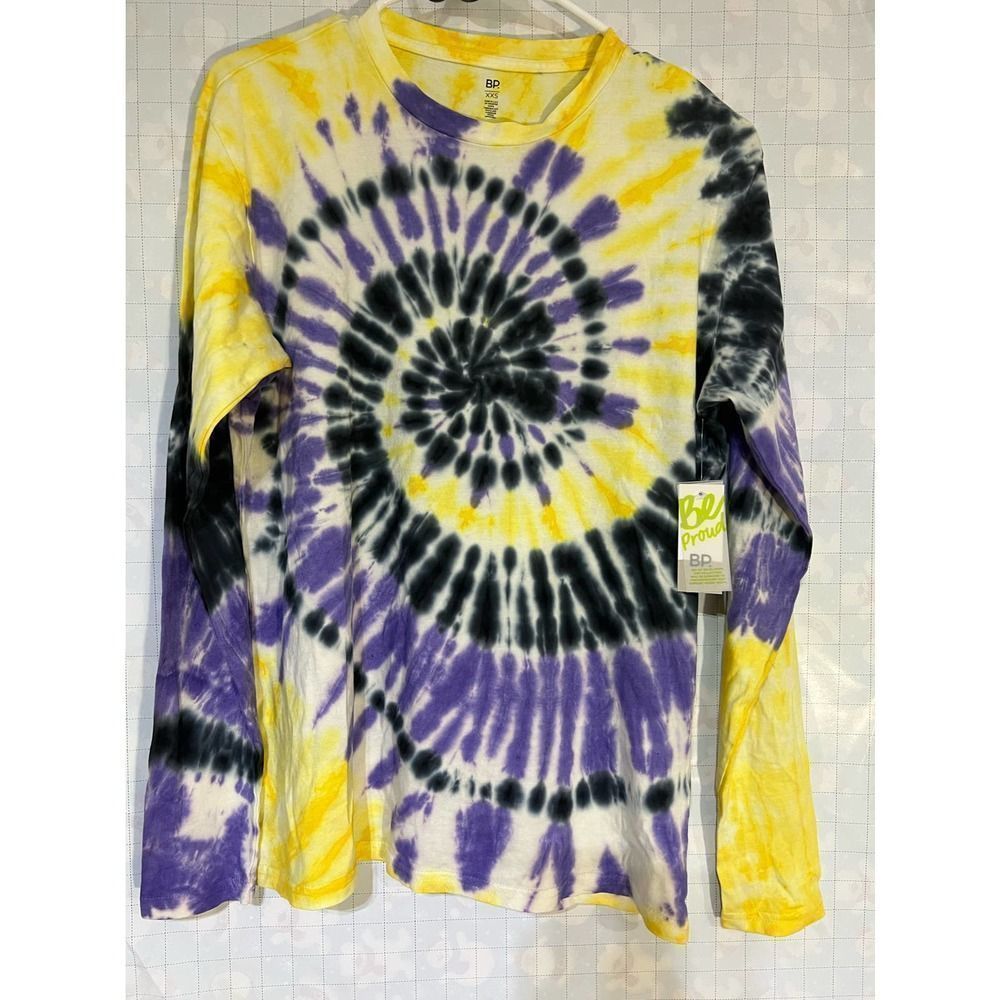 Bp Gender Inclusive In Purple- Yellow Tie Dye Tee xs - Picture 1 of 9